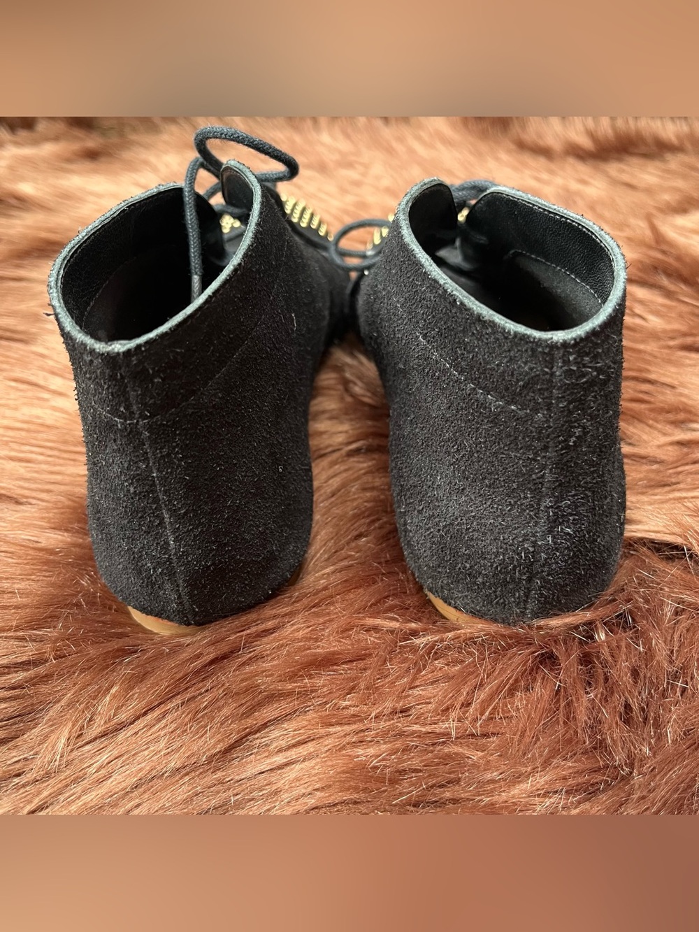 Loeffler Randall "Mamie" Black Suede Gold Studded Booties - Picture 11 of 14